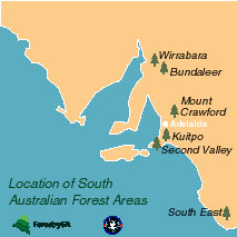 Map of forest locations in South Australia covered by the MOU